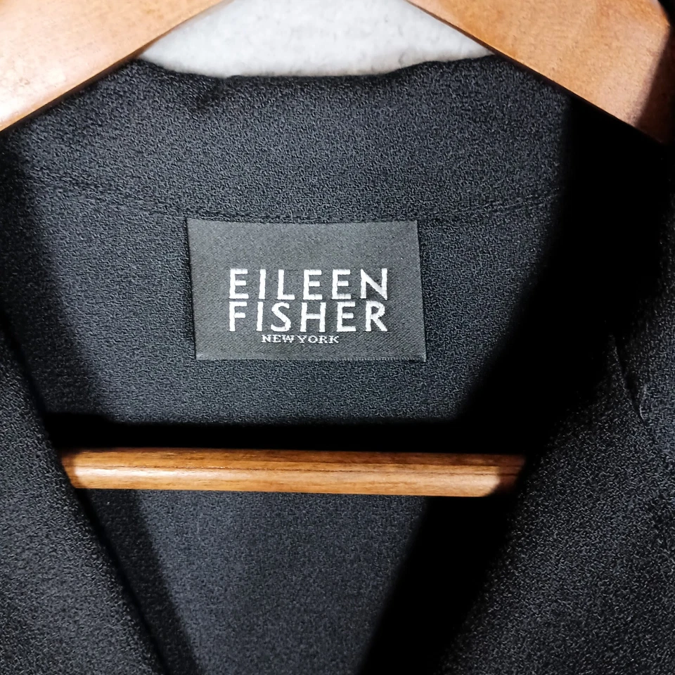 Blazer Eileen Fisher Para Mujer Pequeño Negro 100% Lana Traje Chaqueta Negocios Carrera Foto 4 de 4