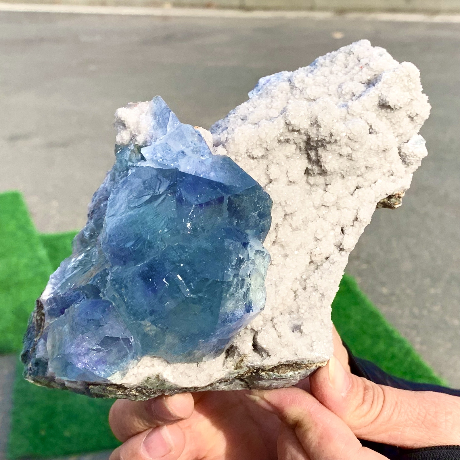 2.65LB Rare Blue Transparent Cubic Fluorite Crystal Specimen from China