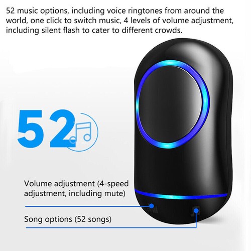 Wireless Door Bell Doorbell with 2 Receiver Plugin 300m Long Range 52 Chimes AU - Picture 9 of 12