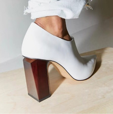 Zara Trinny White Shoes Pointed Geometric Heels *Super Rare*💕size 38EUR/5UK