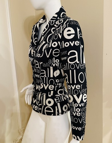 Moschino Jeans Black White Allover Blazer Size 8 US / 42 IT /FR 38 - Picture 17 of 24