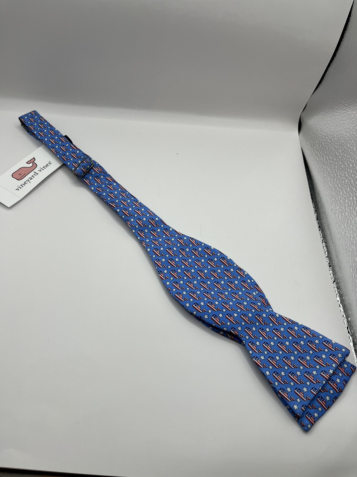 Vineyard Vines Flag Whale Printed Bow Tie Blue