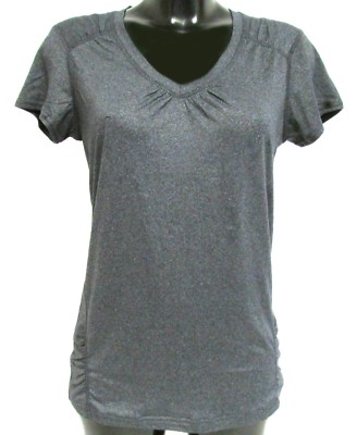 Damen T SHIRT Kurzarm V-Ausschnitt WICKING Active KIRKLAND Grau Sport Oberteil | XS S