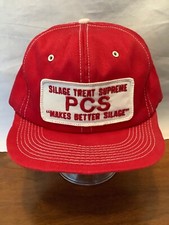 Vtg PCS Silage Treat Supreme Patch SnapBack Trucker Hat K Brand USA Red G24