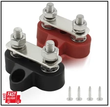 2Pcs Dual Stud Battery Junction Post, 1/4 Inch Bus Bar Terminal Block, M6 Power