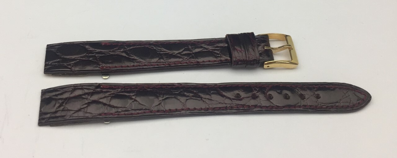 Bracelet de montre crocodile Camille Fournet bordeaux 14 mm à griffes anses fixes
