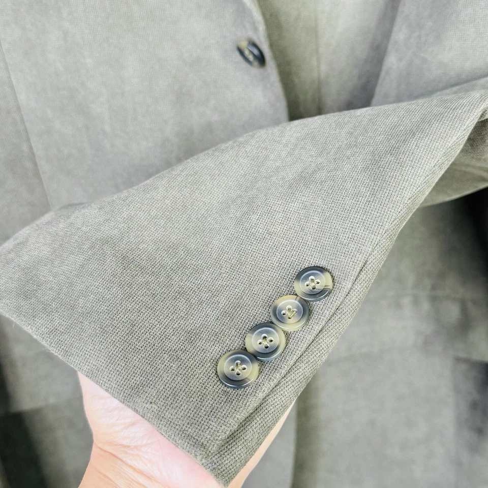 Abrigo deportivo para hombre Cezani talla 50L marrón oliva chaqueta blazer de 3 botones sensación de gamuza Foto 4 de 4