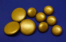 GENUINE LEATHER BUTTONS 9 MADE IN USA METALIC GOLD BUTTONS FOR VTG OUTFITS
