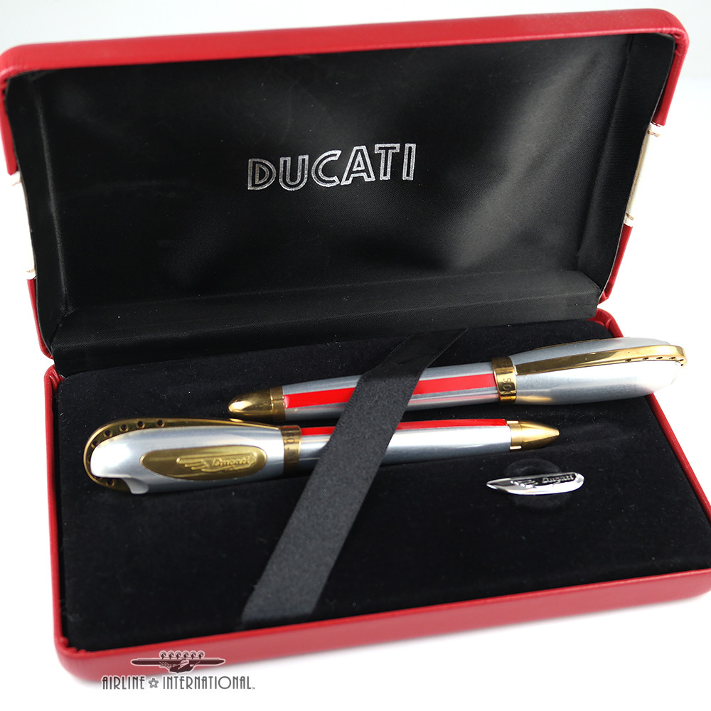 【DUCATI】 ドゥカティ 万年筆 Ducati Writing Machines Silver W/ Red Stripe Ballpoint & Fountain