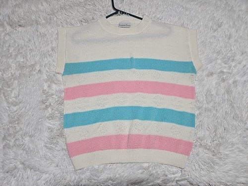 Vintage Separate Scene L Sweater Sleeveless Cap Pastel Sea Shells USA ...