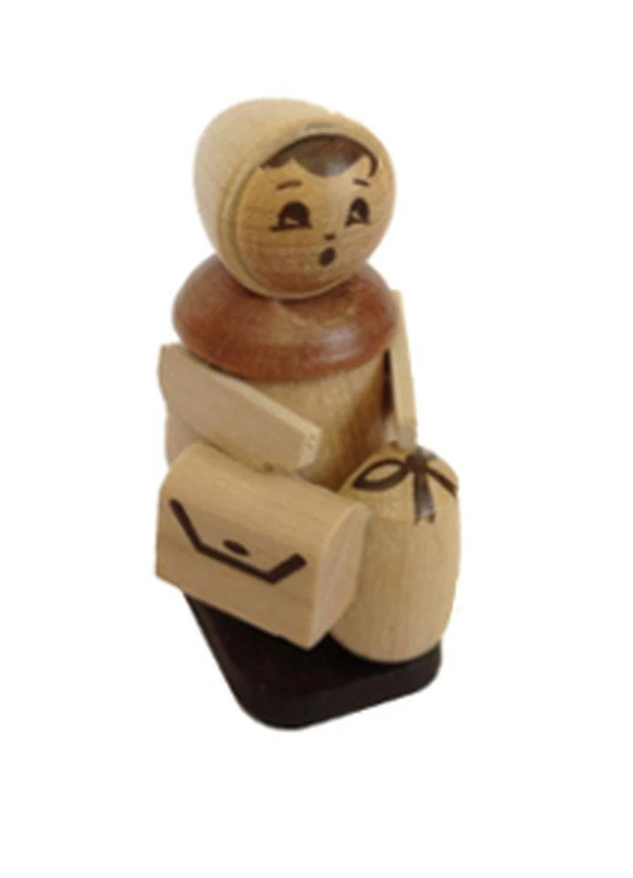 SPIELWARENMACHER GÜNTHER E.K. Ferienkind 6 cm Figur Tischdeko Erzgebirge NEU Miniatur Holzfigur Seiffen