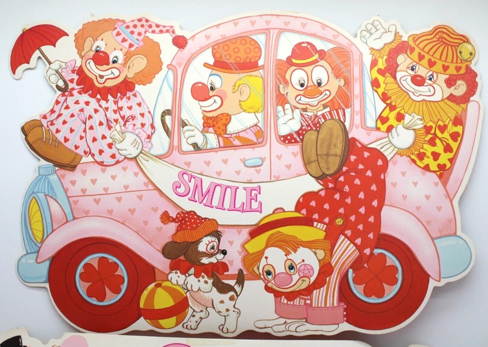 6-Piece Set Valentine Animals Clowns Circus Die-cut Cutouts Vintage Decorations - Image 2 of 4