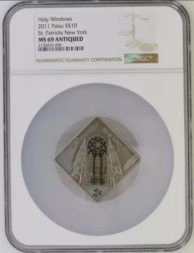 10 DOLLARS 2011 PALAU ST. PATRICK’S NEW YORK SILVER UNC NGC MS69