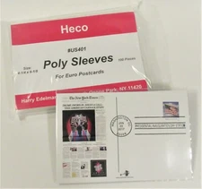 100 CONTINENTAL POSTCARD POLY SLEEVES, HECO #US401 HEAVY DUTY 3 MIL, 4-1/4x6-1/8