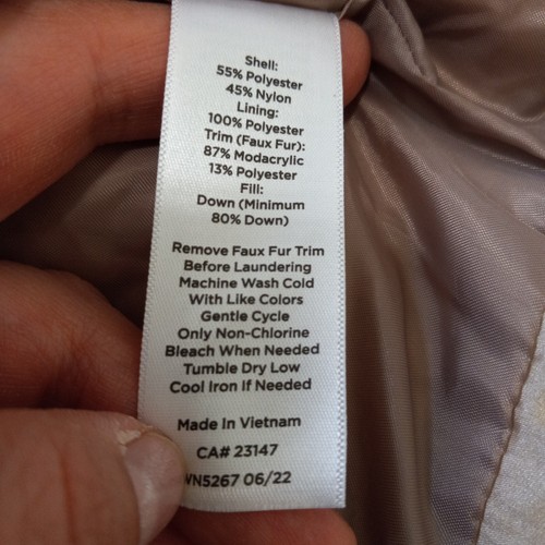 New! TALBOTS Women's Champane Beige Full Zip Puffer Down Filled Vest Jacket XS - Picture 5 of 6