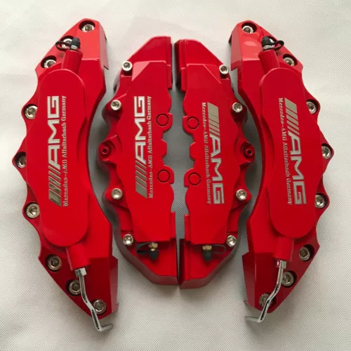 Red AMG Silver Logo Car Disc Brake Caliper Covers Front &Rear for Benz E280 E350 - Picture 2 of 14