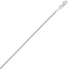 1.5mm Round Wheat Spiga Chain Necklace Real 14K White Gold 18" 4.9gr