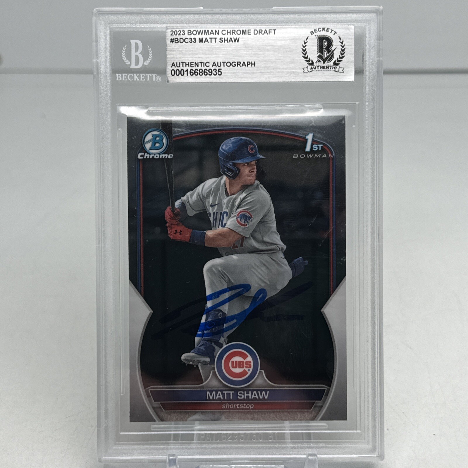 2023 Bowman Chrome 1st #BDC-33 Matt Shaw Chicago Cubs Signed BAS Slab Auto