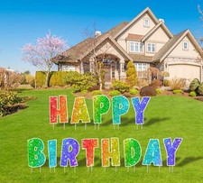 Happy Birthday Yard Sign with Metal Stakes - 16  Outdoor Lawn Decorations Wea...