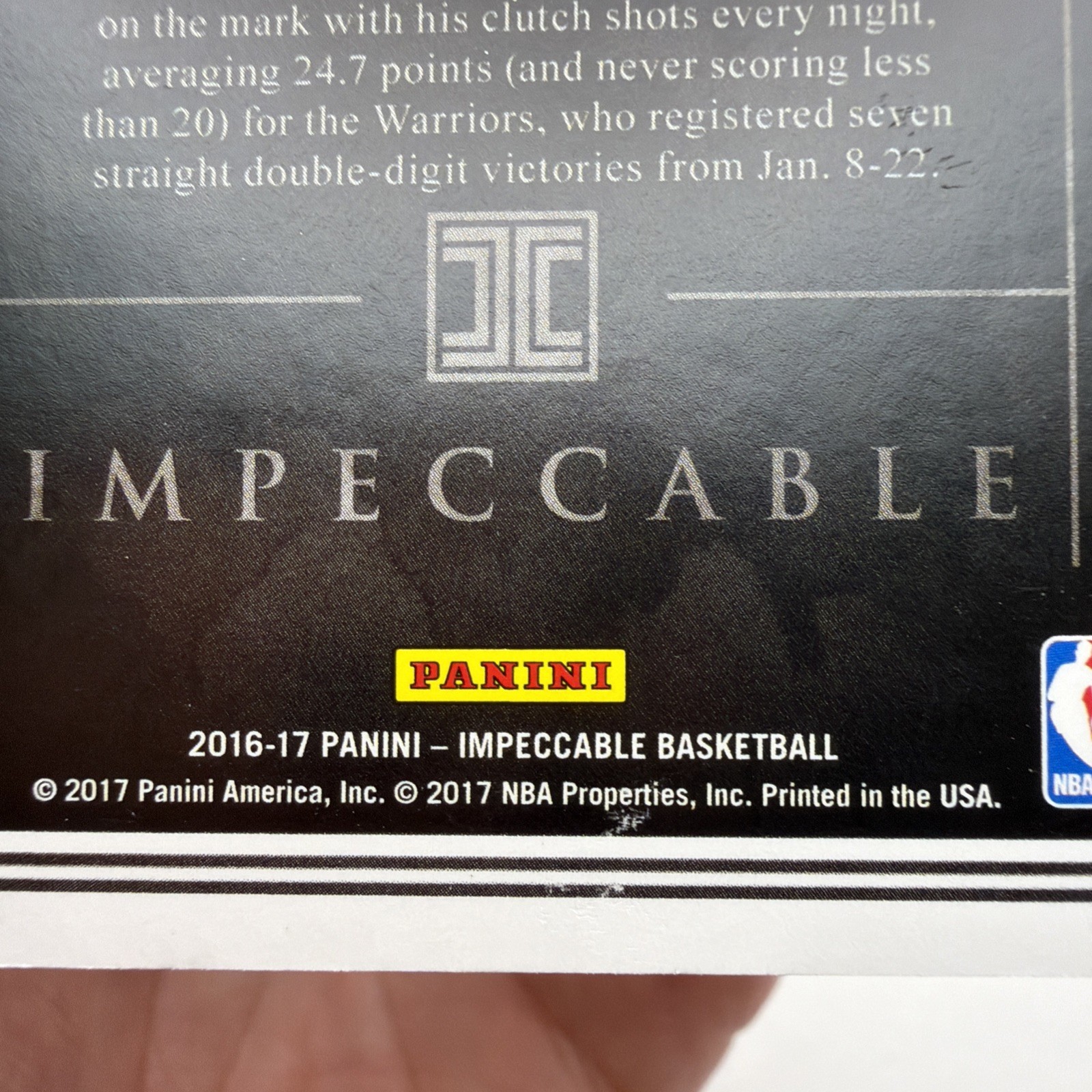 2016-17 Panini Impeccable LOGOMAN SILVER BAR Stephen Curry #1/16 Bookend RARE view 12