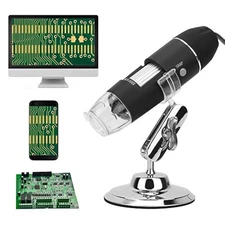 USB Digital Microscope 600X Magnification with 8 LEDs & Metal Stand Mini Came...