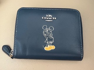 COACH X Disney Mickey Mouse Portemonnaie echtes Leder Dunkelblau