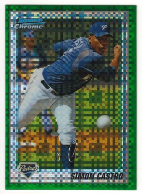 2010 BOWMAN CHROME GREEN X-FRACTOR #215 SIMON CASTRO RC SAN DIEGO PADRES