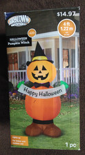 HALLOWEEN PUMPKIN WITCH AIRBLOWN INFLATABLE 4 FEET TALL INDOOR OUTDOOR GEMMY