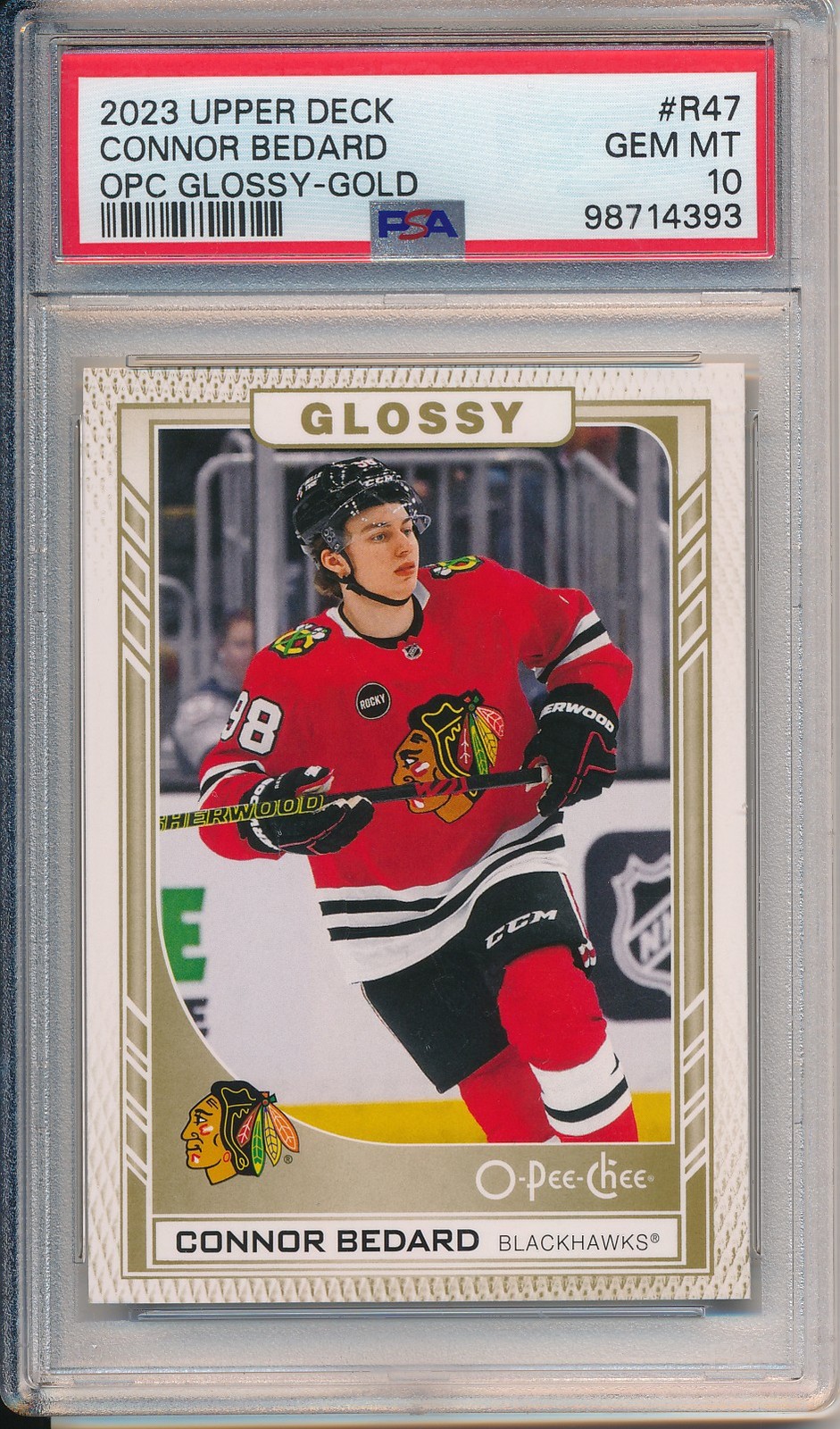 2023-24 Upper Deck #R-47 Connor Bedard O-Pee-Chee Glossy Gold PSA 10