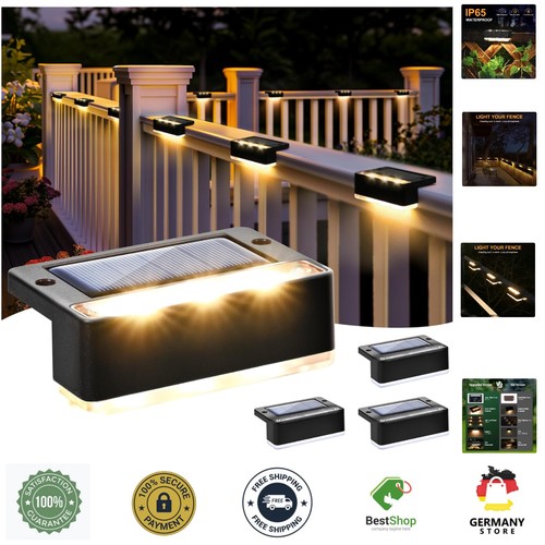 Solarlampen Außen 4er Set LED Gartenstrahler für Stufen Zaun Hof Terrasse Solarlampen Außen 4er Set LED Gartenstrahler für Stufen Zaun Hof Terrasse
