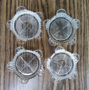 4 - Vintage Queen Mary Anchor Hocking Coaster Ashtrays  Clear - New Never Used  