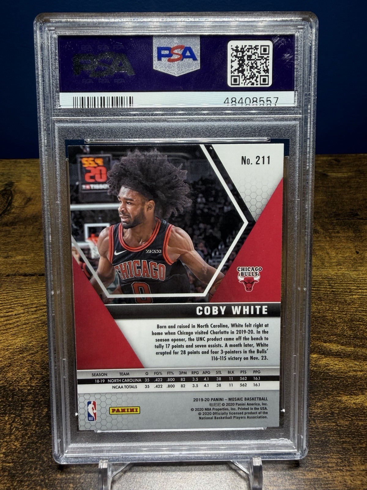 Panini 2019-20 Mosaic Coby White #211 Rookie Base Set PSA 10 Gem Mint view 2
