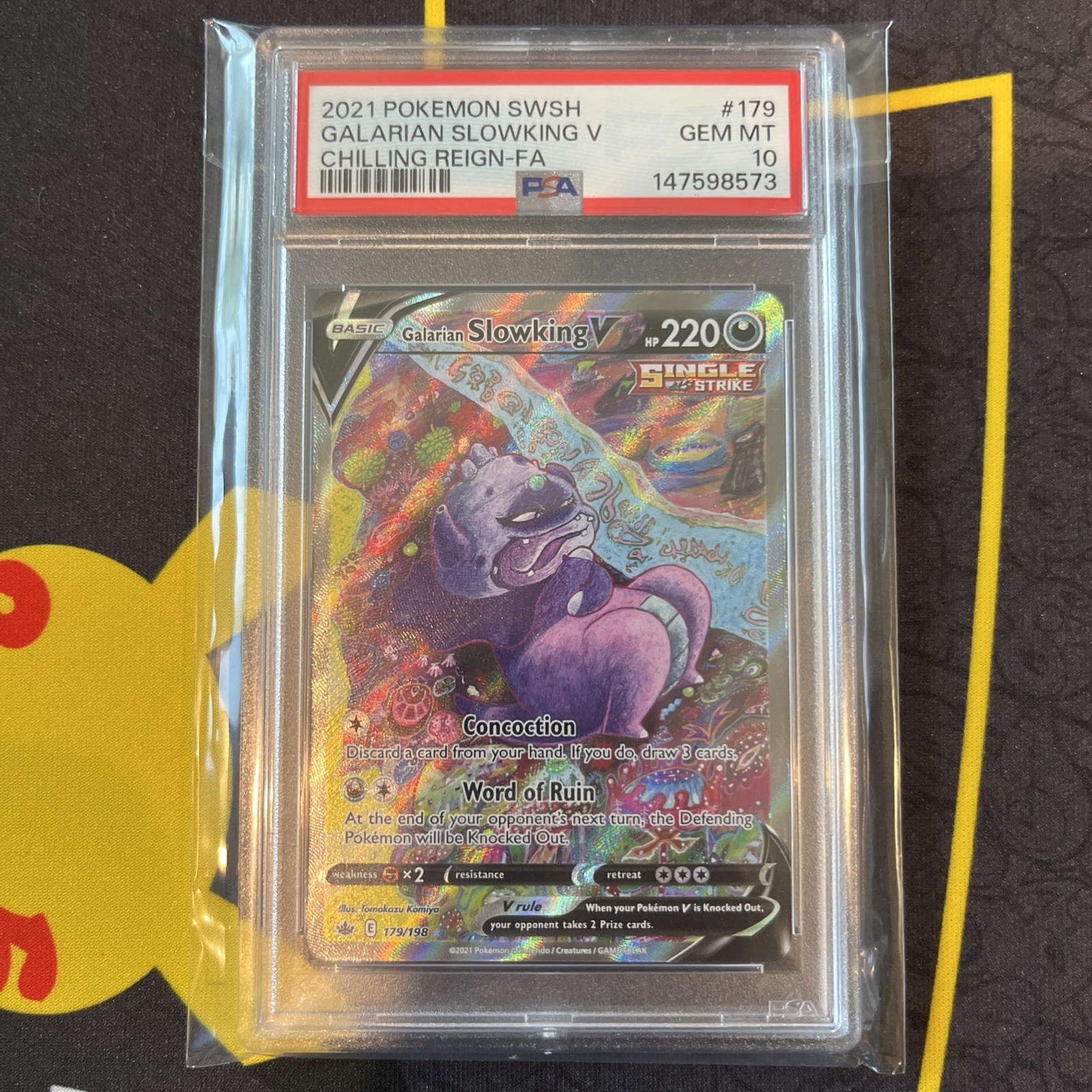 2021 Pokemon SWSH Chilling Reign Full Art Galarian Slowking V 179/198 PSA 10