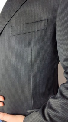 Canali Herren Schwarz Woll Blazer 56R 3-Knopf Woolmark Streifen