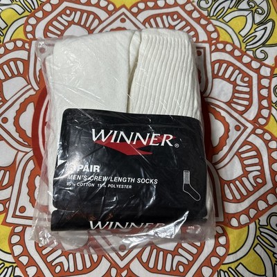 New Vintage Sears Winner Brand Crew Socks 6 Pair Pack White NOS 90s Cotton Poly