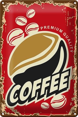 Schild Blech Retro -Made in Germany- 20x30cm Kaffee Premium Quality Coffee Metal