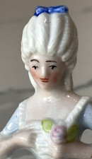 Antique German Porcelain Pin Cushion Half Doll 2" RARE Vintage Collectible Gifts