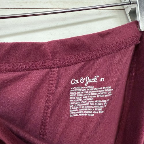 Cat & Jack Leggings Mädchen Größe 5T Burgund Velours Schlupfhose - Bild 3 von 4
