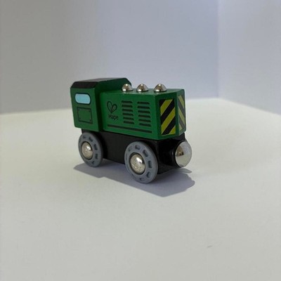 Hape E3718 Green Wooden Railway Diesel Locomotive Train Engine