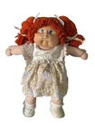 Vintage Cabbage Patch Kids Doll With Red Yarn Hair & Floral Dress 1980s Collecti
