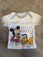Vintage Disney Baby Mickey Mouse Baby Pluto Shirt 0-6 Months 1984 RARE