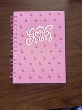 Pink Flamingo  Good Vibes  Lined Spiral Journal Diary Notebook