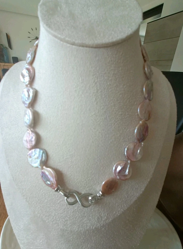 Luxuriöse Lila-rosa Natur Scheibenperlen mm Kette ,Handgemachte Ca 42cm lang - Bild 4 von 4