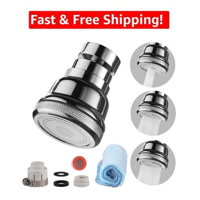 Versatile 3-Mode Kitchen Faucet Head Replacement - Solid Brass & Polished Finish