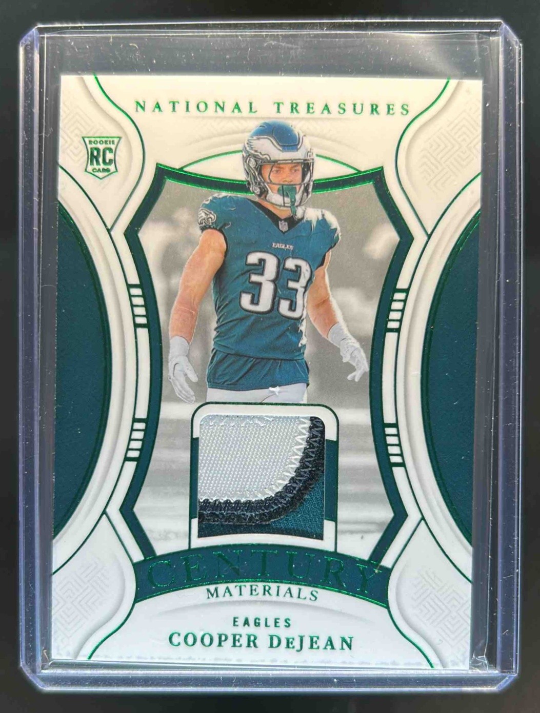 2024 National Treasures Cooper DeJean Century Patch Emerald RC #4/5 Eagles