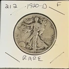 1920-D F (Fine) Rare Denver Walking Liberty Silver Half Dollar