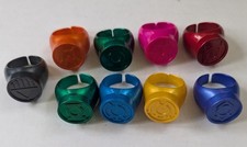 9 Green Lantern Ring Set plastic 8 colors 2 Green As Is