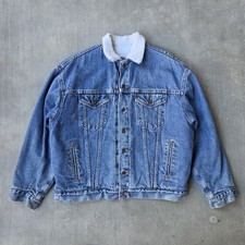 Vintage 80s Levi's Sherpa Orange Tab Jacket Size L Blue