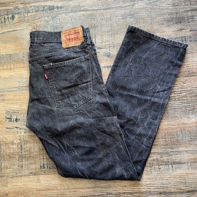 LEVI'S 514 Jeans Herren Faded Schwarz Grau Slim Straight 100% Baumwolle W36 L34