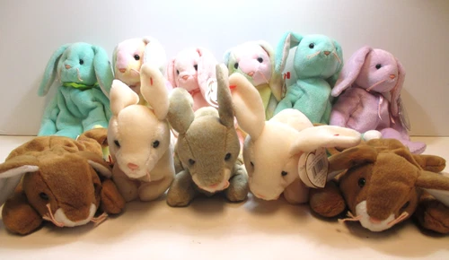 Vtg Beanie Baby Lot of 11 Bunnies Rabbits Easter Floppity Hoppity Hippity